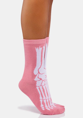 Skeleton Feet Crew Socks