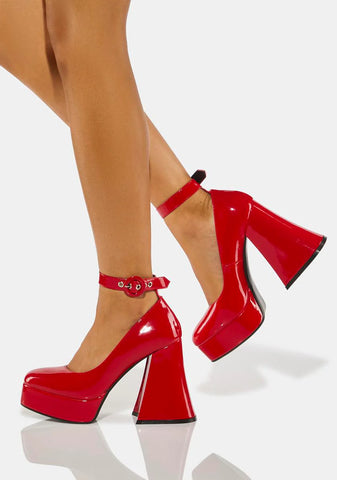 Red Build Me Up Platform Heels