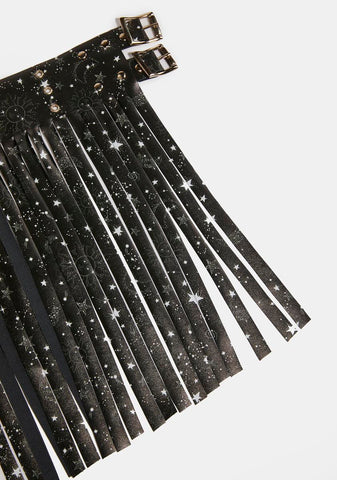 Cosmic Fringe Belt Skirt