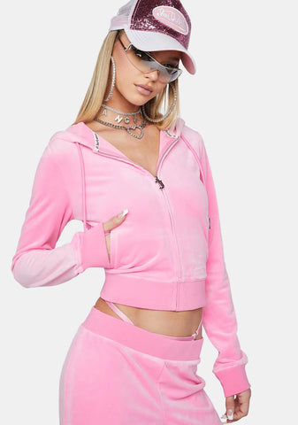 Pink OG Big Bling Velour Hoodie