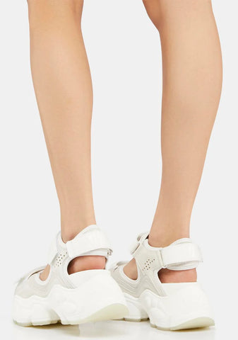 White Binary O Platform Sandals
