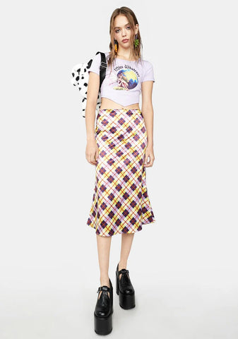 All Hail Me Plaid Midi Skirt