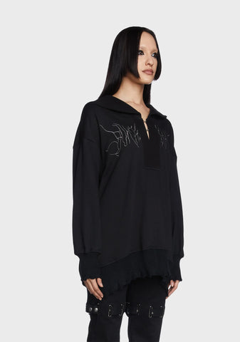 Sailor Neck Mid Thick Pullover Sweatshirt