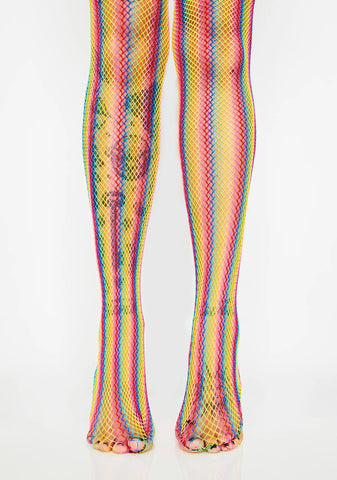 Wild For The Night Rainbow Fishnet Tights