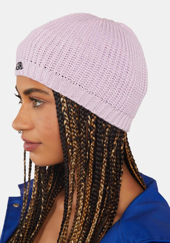 Purple Rib Knit Beret