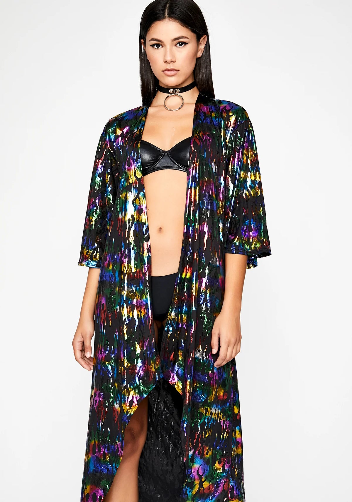 Hellish Prisms Metallic Kimono
