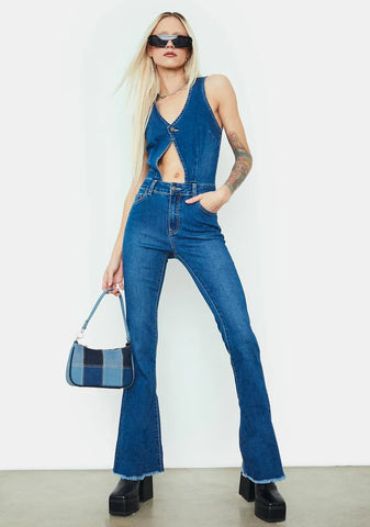 Destination Anywhere Denim Flare Jumpsuit