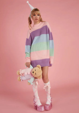 Cotton Candy Kisses Striped Sweater
