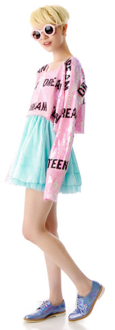 Teen Dream Billy Crop Sweater - Pink