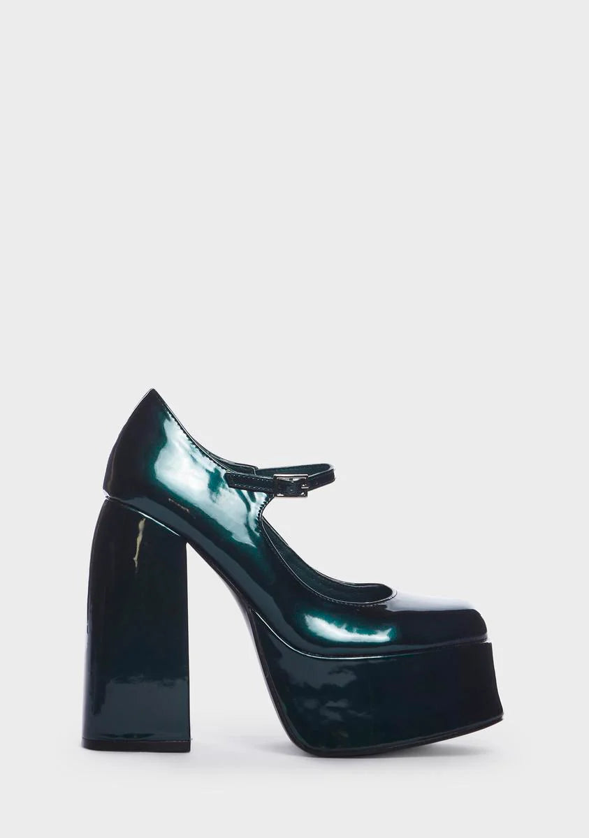 Teal Sweet Attitude Platform Heels