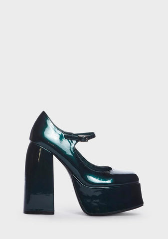Teal Sweet Attitude Platform Heels