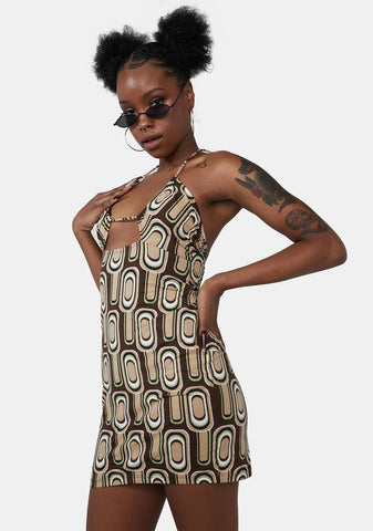 Retro Spot Brown Anja Mini Dress