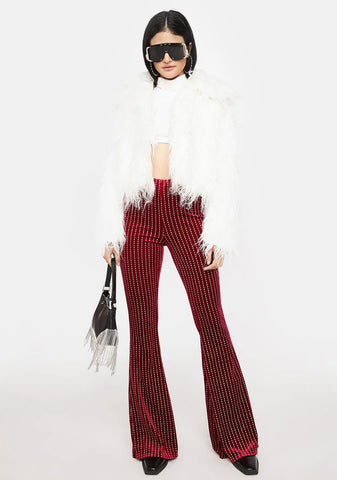 Wine New Life Glitter Flare Pants