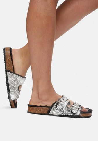 Wicked Shine On Rhinestone Buckle Slides