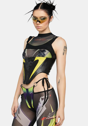 Yellow Racing Corset Top