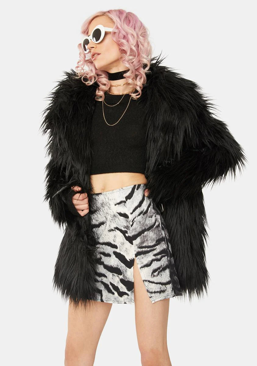 Silver Tiger Pelmet Mini Skirt