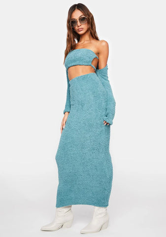 Teal At The After Party Skirt Set