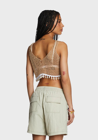 Unstoppable Beauty Crochet Top - Tan
