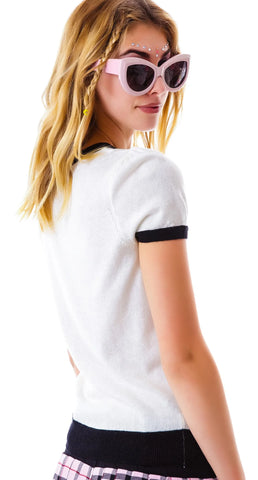 Pussy Lover Short Sleeve Sweater - Black