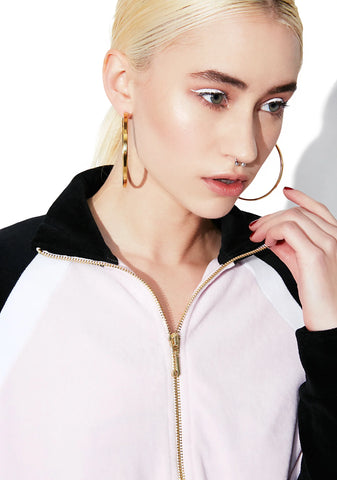 Velour Color Blocked Zip Up