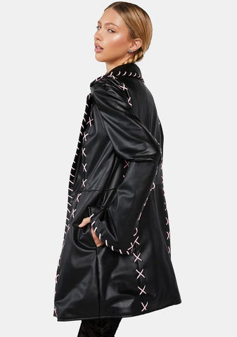 Midnight In Paris Vegan Leather Coat