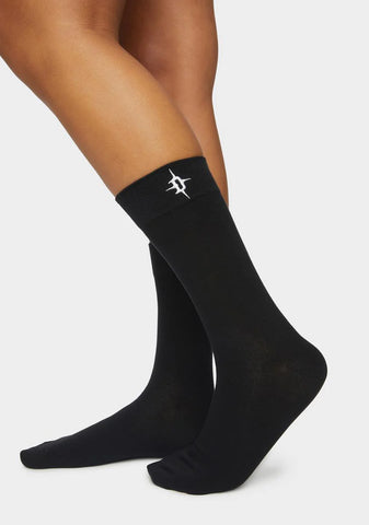 Synth Embroidered Logo Crew Socks