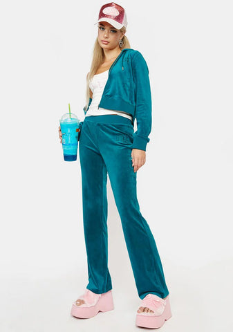 Sapphire Wave Classic Velour Track Pants