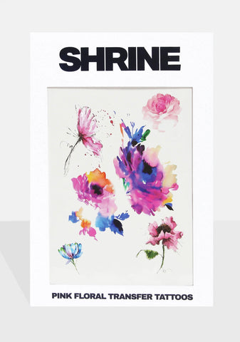 Pink Floral Transfer Tattoos