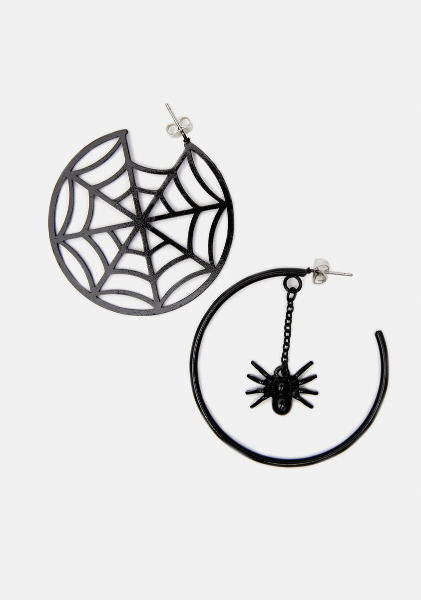 By Design Spider Web Hoop Earrings