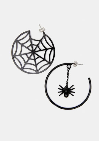 By Design Spider Web Hoop Earrings