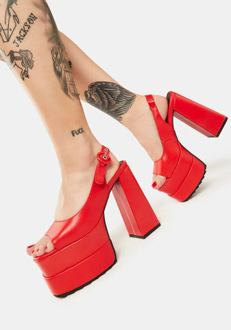Say It Red Platform Heels