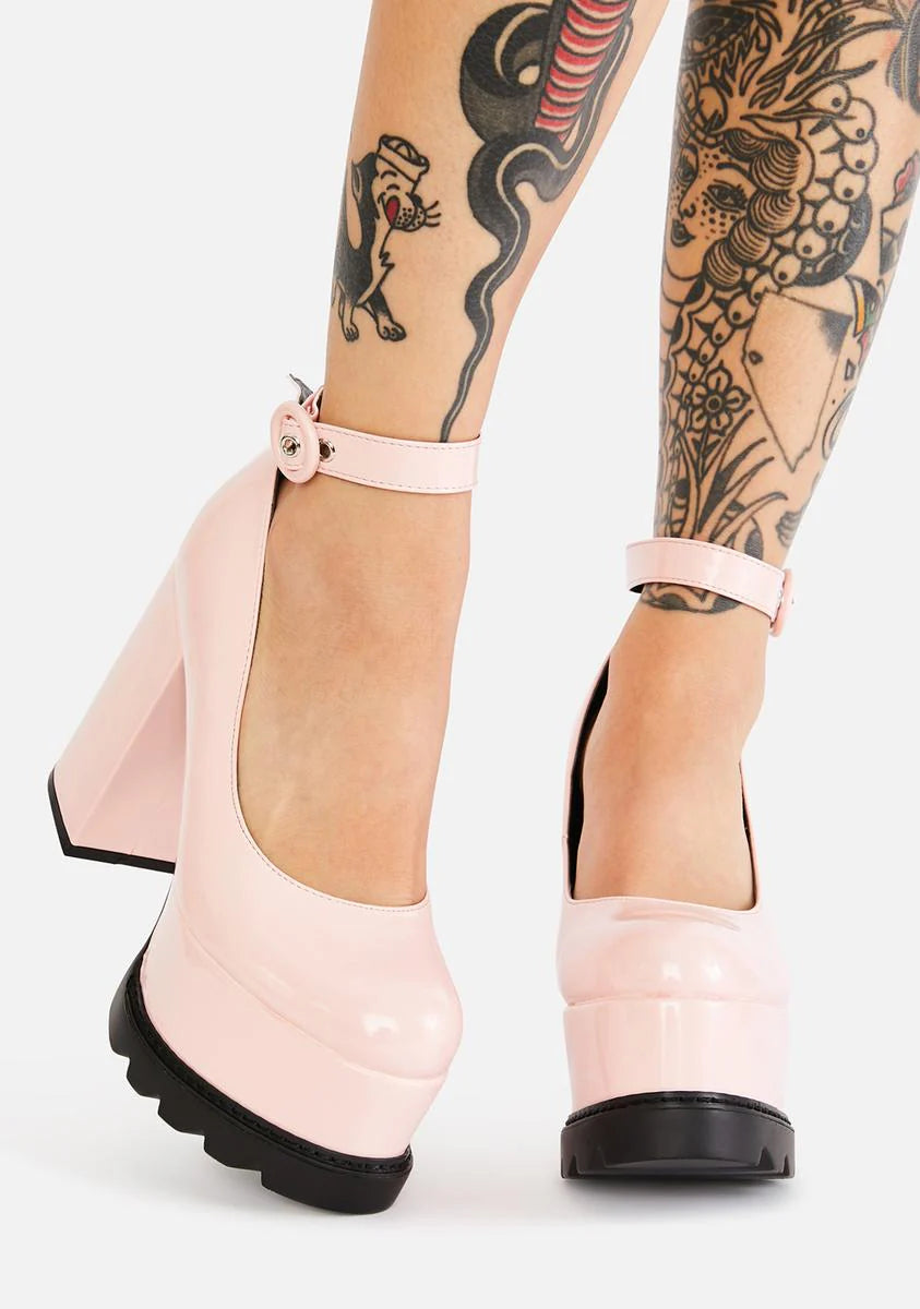 Hot Pink Evil Attraction Platform Mary Janes