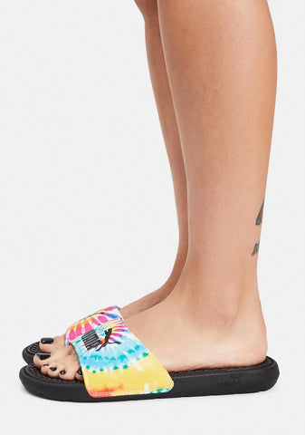 Noir Cool Cat Tie Dye Slides