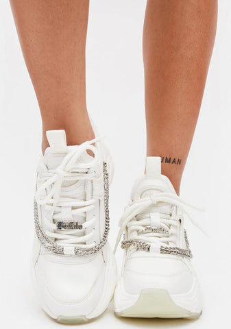 White Binary Chain Platform Sneakers