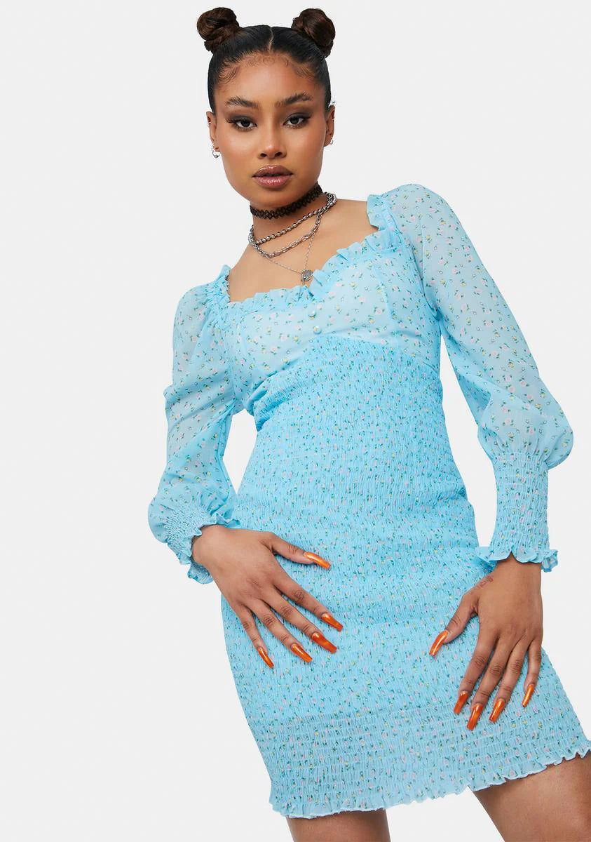 Breakup Szn Sheer Floral Mini Dress