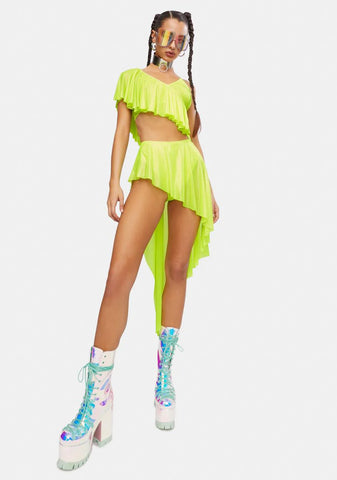 Electric Chapel Mesh Ruffle Top