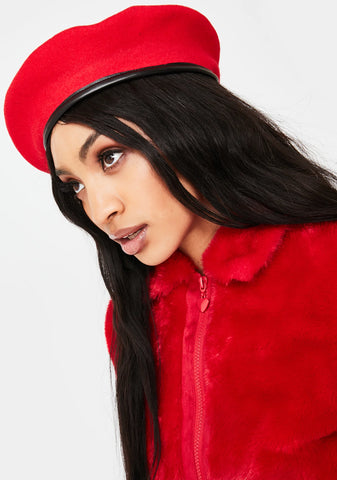 Cherry Feelin' Good Smiley Beret