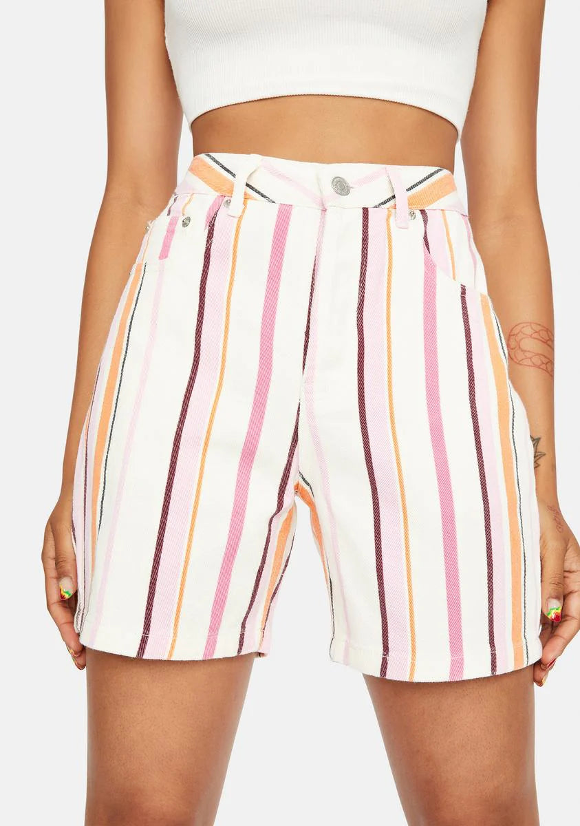 Carnival Kiss Striped Boyfriend Shorts