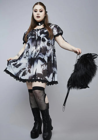 Very Tragic Accident Printed Babydoll Dress