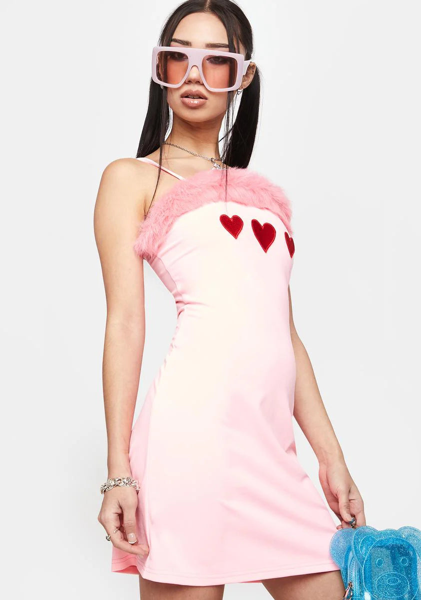 Pink Heart Embroidered Dress