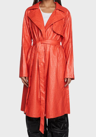 Tangerine Night On The Town Trench Coat