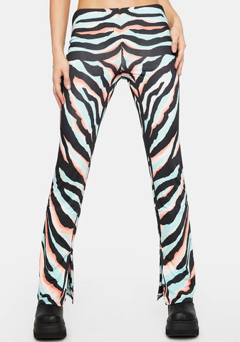Teal Zebra Irena Flare Pants
