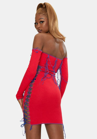 Cherry I Bodied That Lace-Up Mini Dress