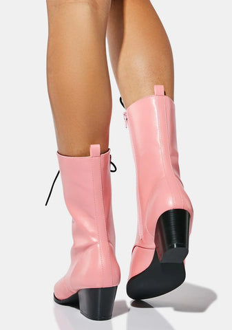 Pink Taye Lace Up Boots