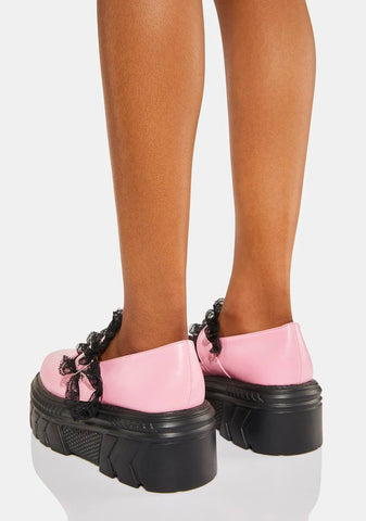 Pink Rococco Corsage Platform Mary Janes