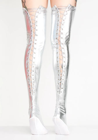 Baddie Bot Lace-Up Thigh Highs