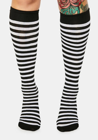 Wicked On The Scene Striped Knee High Socks
