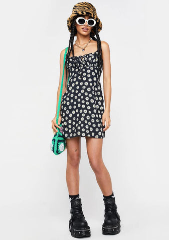 Grunge Daisy Black Mala Mini Dress