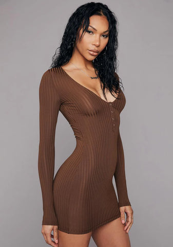 She Caught Me Ribbed Mini Dress