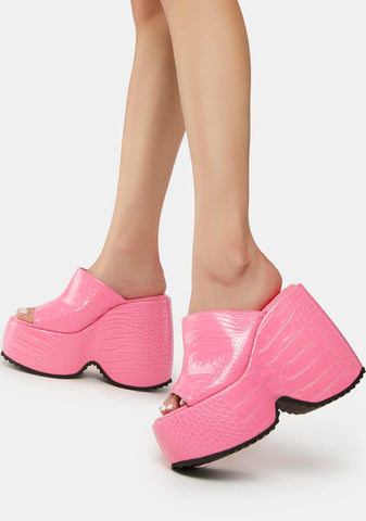 Pink Nennia Platform Wedges